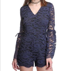 Blue lace romper